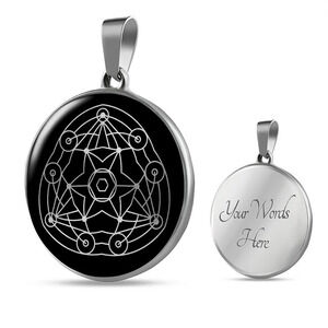 Sacred Geometry Star in Circular Triangle Circle Pendant Necklace Stainless Ste